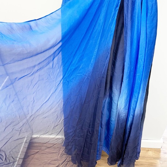 Alberto Makali Ombré Beaded Gown Silk Blue Size 2 - Picture 9 of 16